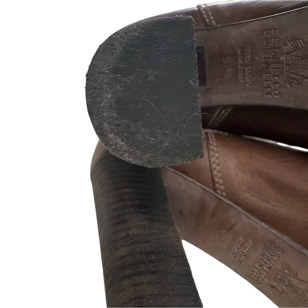 Brunello Cucinelli Dark Brown Leather Chelsea Boots - Picture 12 of 16
